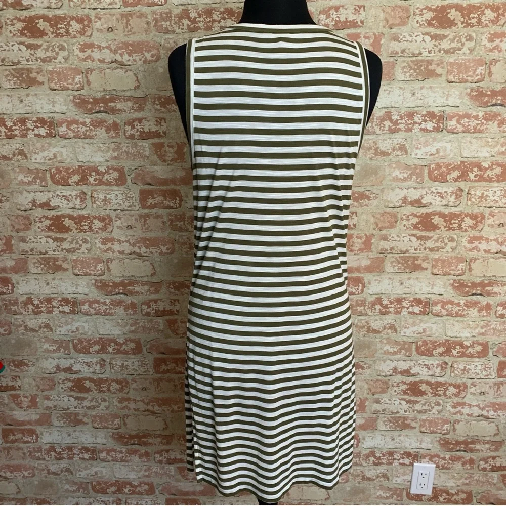 BANANA REPUBLIC Striped Swim Coverup Large Olive White